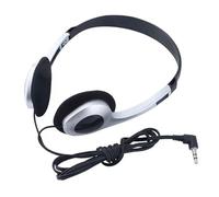 Gammaeon Auriculares retro estables, con cable, diseño vintage plateado, compatible con PC, smartphones y tabletas para la escuela y la biblioteca