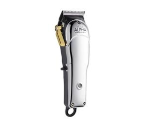 GAMMAPIU' Absolute Alpha Clipper - Cortapelos profesional para hombre con cubierta intercambiable, hoja plana de 45 mm, 5 peines, recortadora de barba eléctrica recargable con base, cable