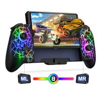 Gammeefy Controlador de interruptor de efecto Hall para Nintendo Switch/OLED, controlador de interruptor inalámbrico con 9 luces de color, Joypad de una pieza para aquellos que prefieren el modo de