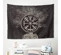 Gamoii Vikingo Yggdrasil Brújula Árbol de la Vida Tapiz Tapiz Picnic Manta de Playa Meditación Yoga Mats Multicolored Bed Dorm Decor Edredón Blanco 200 x 150 cm