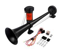 GAMPRO Bocina de aire de 24 V, 150 dB, 45 cm, de zinc cromado, con compresor para cualquier vehículo de 24 V, camión, tren, barco, coche (rojo)