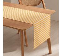 GAMUSI Camino de Mesa Rectangular Antimanchas Impermeable Vichy a Cuadros 45x170 cm Tacto Tela algodón Transpirable y Suave, Color Amarillo