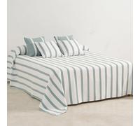 GAMUSI Colcha Cama 80/90 cm - cubrecama 180x270 cm, a Rayas, Ligera, Color Agua
