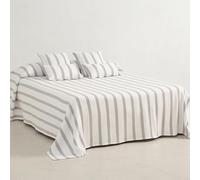 GAMUSI Colcha Cama 80/90 cm - cubrecama 180x270 cm, a Rayas, Ligera, Color Gris