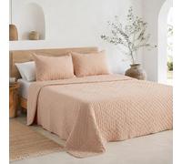 GAMUSI Colcha Cama 80/90 cm Ligera Entretiempo Primavera Verano Acolchada, 180x270 cm, Color Taupe