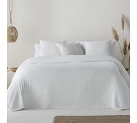 GAMUSI Colcha Cama 80/90 cm Ligera Entretiempo Primavera Verano Lisa Jacquard algodón Transpirable, 180x270 cm, Color Blanco