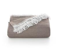 GAMUSI Colcha Multiusos Cama 135/150 cm y Sofa. Plaid Foulard cubrecama Funda Sofa 3 plazas Suave y Transpirable algodón Nido de Abeja - 230x280 cm, Café