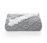 GAMUSI Colcha Multiusos Cama 90/105 cm y Sofa. Plaid Foulard cubrecama Funda Sofa 2 plazas Suave algodón geométrico - 180x280 cm, Gris Claro