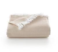 GAMUSI Colcha Multiusos Cama 90/105 cm y Sofa. Plaid Foulard cubrecama Funda Sofa 2 plazas Suave y Transpirable algodón Nido de Abeja - 180x280 cm, Beige