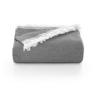 GAMUSI Colcha Multiusos Cama 90/105 cm y Sofa. Plaid Foulard cubrecama Funda Sofa 2 plazas Suave y Transpirable algodón Nido de Abeja - 180x280 cm, Negro