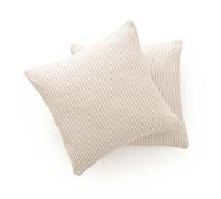 GAMUSI Juego 2 Cojines Sofa, Funda cojin 45x45 cm - Fundas de cojín Decorativas con Cierre Cremallera a Rayas Interior Exterior, Color Gris Claro