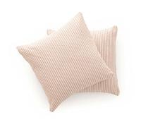 GAMUSI Juego 2 Cojines Sofa, Funda cojin 45x45 cm - Fundas de cojín Decorativas con Cierre Cremallera a Rayas Interior Exterior, Color Malva