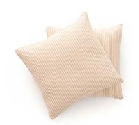 GAMUSI Juego 2 Cojines Sofa, Funda cojin 45x45 cm - Fundas de cojín Decorativas con Cierre Cremallera a Rayas Interior Exterior, Color Beige