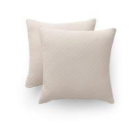 GAMUSI Juego 2 Funda Cojín Lisa algodón Jacquard Rombos 45x45 - Fundas cojín Decorativas Colcha sofá con Cremallera algodón Transpirable y Suave, Color Crudo