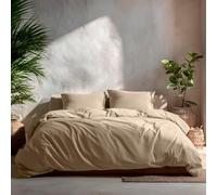GAMUSI Juego Funda Nórdica Cama 180, Lisa 100% Algodón, Funda Edredón 260x240 cm y 2 Funda Almohada, Transpirable, Suave, Color Piedra