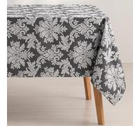 GAMUSI Mantel Antimanchas Mesa Cuadrada Floral Jacquard Impermeable 140x140 cm, Tacto Tela, Color Antracita - Dama