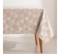 GAMUSI Mantel Antimanchas Mesa Cuadrada Jacquard Impermeable 140x140 cm, Tacto Tela, Color Beige - Atrio