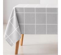 GAMUSI Mantel Antimanchas Mesa Rectangular Cuadros Jacquard Impermeable 140x180 cm, Tacto Tela, Color Gris Claro