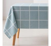 GAMUSI Mantel Antimanchas Mesa Rectangular Cuadros Jacquard Impermeable 140x240 cm, Tacto Tela, Color Agua