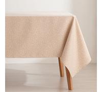 GAMUSI Mantel Antimanchas Mesa Rectangular Lurex Hilo Dorado Jacquard Impermeable 140x180 cm, Tacto Tela, Color Crudo/Oro - Tilu