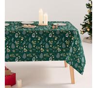 GAMUSI Mantel Antimanchas Navidad algodón Estampado Rectangular Tela algodón 160x100 cm, Verde