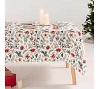 GAMUSI Mantel Antimanchas Navidad Floral algodón Estampado Rectangular Tela algodón 160x350 cm