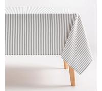GAMUSI Mantel Antimanchas Rectangular Tela algodón Impermeable Rayas Gris, 160x240 cm