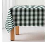 GAMUSI Mantel Antimanchas Tacto Tela Rectangular Cuadro Vichy, algodón Impermeable, 140x100 cm Color Verde