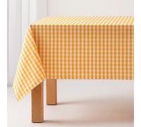 GAMUSI Mantel Antimanchas Tacto Tela Rectangular Cuadro Vichy, algodón Impermeable, 140x200 cm Color Amarillo