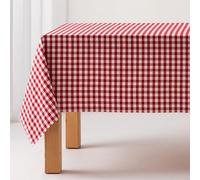 GAMUSI Mantel Antimanchas Tacto Tela Rectangular Cuadro Vichy, algodón Impermeable, 140x200 cm Color Rojo