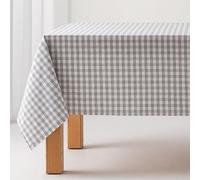 GAMUSI Mantel Antimanchas Tacto Tela Rectangular Cuadro Vichy, algodón Impermeable, 140x240 cm Color Gris Claro