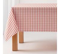 GAMUSI Mantel Antimanchas Tacto Tela Rectangular Cuadro Vichy, algodón Impermeable, 140x240 cm Color salmón