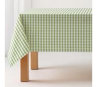 GAMUSI Mantel Antimanchas Tacto Tela Rectangular Cuadro Vichy, algodón Impermeable, 140x240 cm Color Verde Claro