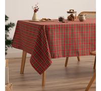 GAMUSI Mantel Mesa Rectangular Navidad Tela Cuadro Rojo Hilo Oro Mesa Comedor Decoración Navideña 140x300 cm Color Rojo
