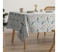 GAMUSI Mantel Navidad Antimanchas Algodón Mesa Comedor Decoración Navideña Rectangular Tacto Tela 160x240 cm