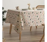 GAMUSI Mantel Navidad Antimanchas Algodón Mesa Comedor Decoración Navideña Rectangular Tacto Tela 160x350 cm
