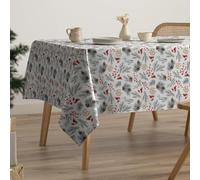 GAMUSI Mantel Navidad Antimanchas Algodón Mesa Comedor Decoración Navideña Rectangular Tacto Tela 160x350 cm