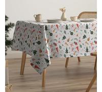 GAMUSI Mantel Navidad Antimanchas Algodón Mesa Comedor Decoración Navideña Rectangular Tacto Tela 160x200 cm