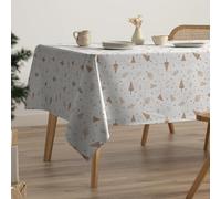 GAMUSI Mantel Navidad Antimanchas Árboles Algodón Mesa Comedor Decoración Navideña Rectangular Tacto Tela 160x240 cm