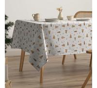 GAMUSI Mantel Navidad Antimanchas Árboles Algodón Mesa Comedor Decoración Navideña Rectangular Tacto Tela 160x100 cm