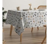 GAMUSI Mantel Navidad Antimanchas Bolas Navidad Algodón Mesa Comedor Decoración Navideña Rectangular Tacto Tela 160x350 cm