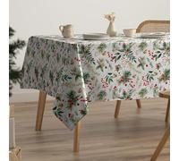 GAMUSI Mantel Navidad Antimanchas Muérdago Algodón Mesa Comedor Decoración Navideña Rectangular Tacto Tela 160x350 cm
