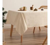 GAMUSI Mantel Navidad Jacquard Hilo Dorado Mesa Comedor Rectangular Decoración Navideña 140x100 cm Color Crudo