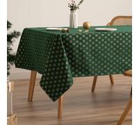 GAMUSI Mantel Navidad Jacquard Hilo Dorado Mesa Comedor Rectangular Decoración Navideña 140x240 cm Color Verde