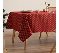 GAMUSI Mantel Navidad Jacquard Hilo Dorado Mesa Comedor Rectangular Decoración Navideña 140x240 cm Color Rojo