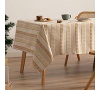 GAMUSI Mantel Navidad Jacquard Hilo Dorado Mesa Comedor Rectangular Decoración Navideña 140x240 cm Color Beige/Oro
