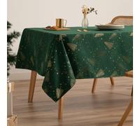 GAMUSI Mantel Navidad Jacquard Hilo Dorado Mesa Comedor Rectangular Decoración Navideña 140x300 cm Color Verde