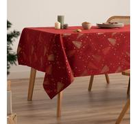 GAMUSI Mantel Navidad Jacquard Hilo Dorado Mesa Comedor Rectangular Decoración Navideña 140x300 cm Color Rojo