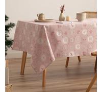 GAMUSI Mantel Navidad Jacquard Hilo Dorado Mesa Comedor Rectangular Decoración Navideña 140x350 cm Color Rosa Palo/Plata