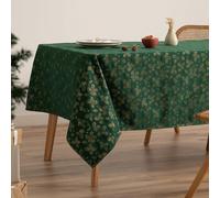 GAMUSI Mantel Navidad Jacquard Hilo Dorado Mesa Comedor Rectangular Decoración Navideña 140x350 cm Color Verde